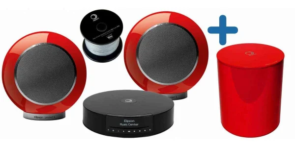 Compositions Hi-fi Elipson Pack Music System Rouge (1x Music Center Bt Hd + 2x Planet L + 1x Planet Sub + Câble Hp) REMISE allant 1