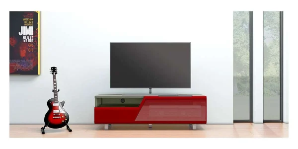 Meubles TV / Vidéo Kairos Side Ks160 Corp En Orme Foncé, Verre Rouge achat pas cher 4