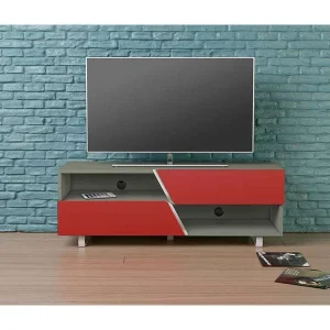 Meubles TV / Vidéo Kairos Wave Kw162 Corp En Chêne Gris, Verre Rouge Livraison Standard/Rapide 13